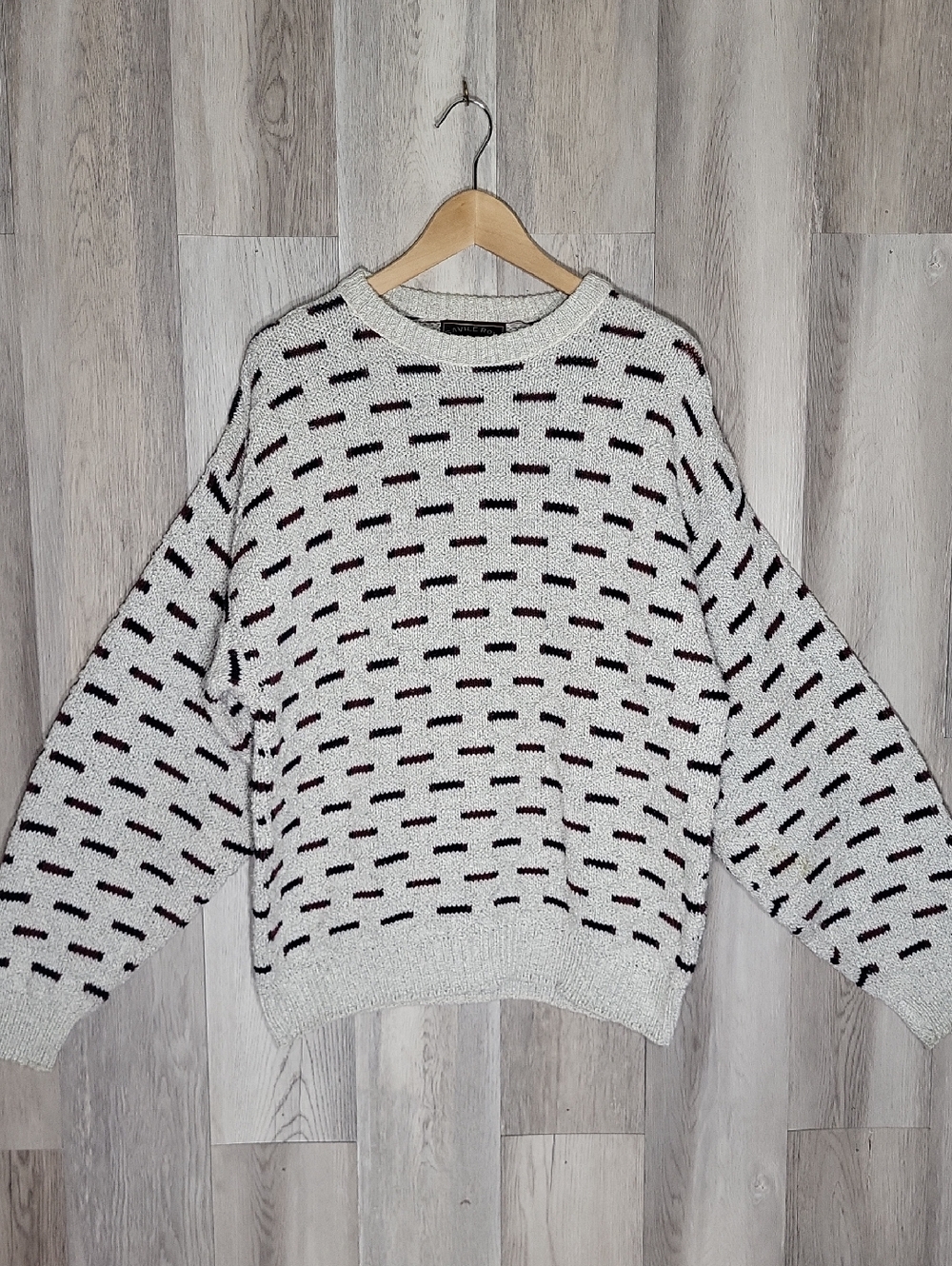 Savile Row Mens Large‎ 100% Cotton Sweater Oversized Textured Knit Retro 80s 90s